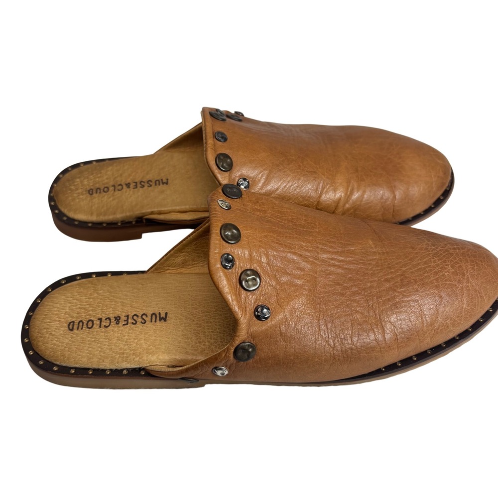 Anthropologie Musse & Cloud Mules Clogs Women 38 Brown Leather Studded Boho - Picture 2 of 16